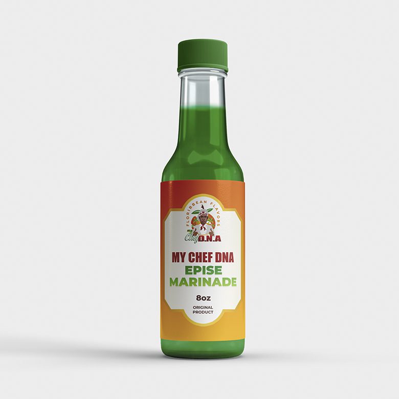 A bottle of sauce with the label " my chef fina eprise marinade ".