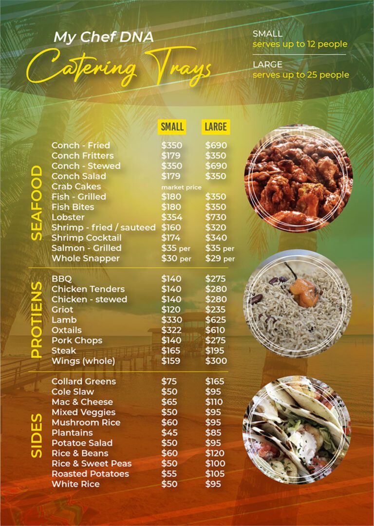 A menu of some type of food on the side.